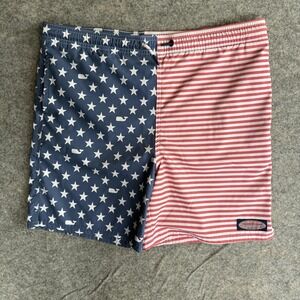 Vineyard‎ Vines Shorts Youth Large USA Stars Stripes Patriotic Swim Trunks Lined